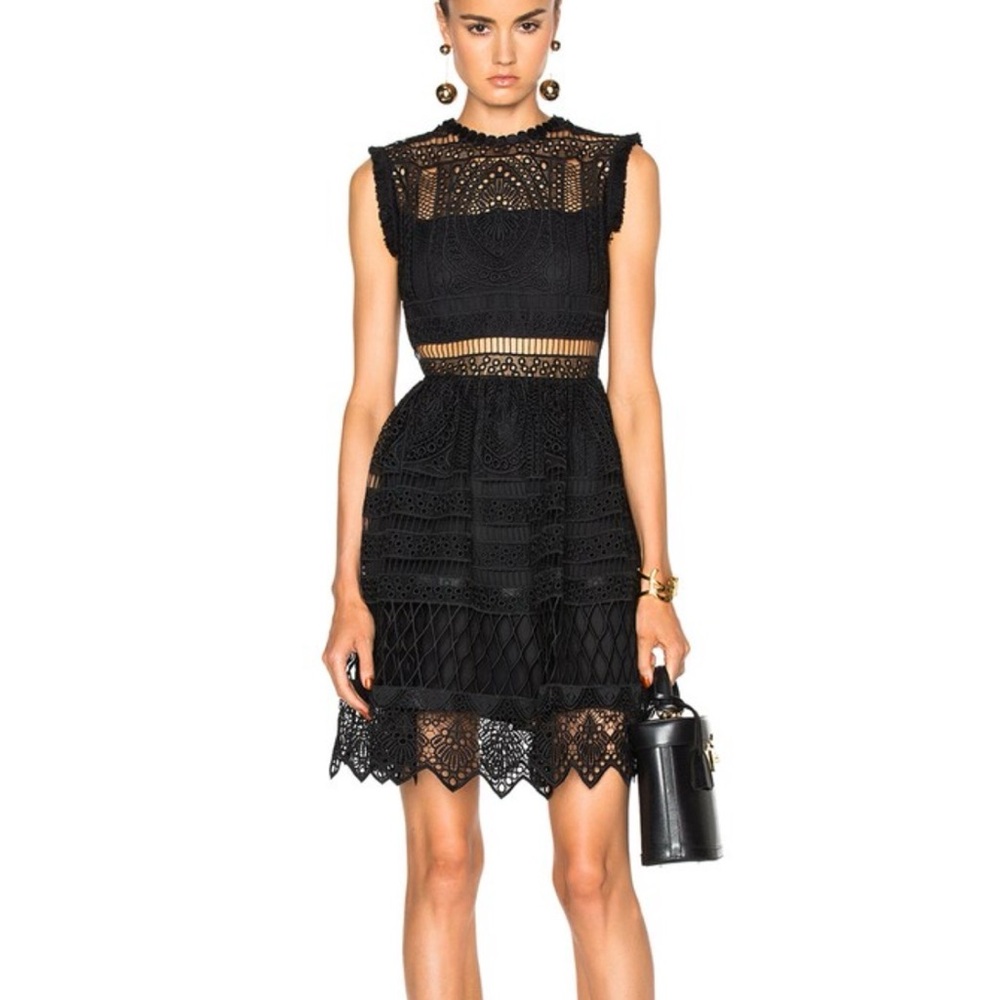 Alexis Black Crochet Mini Dress